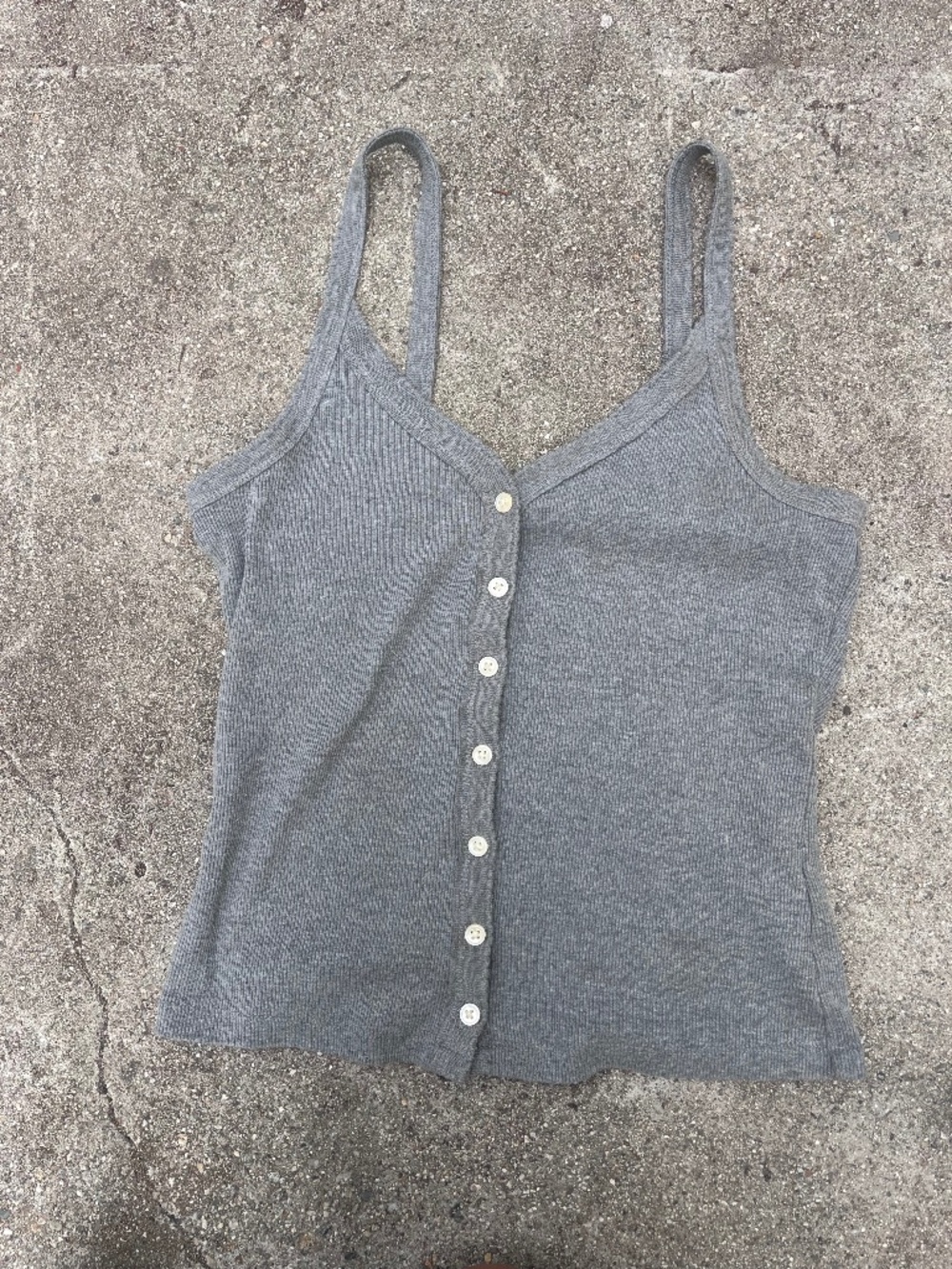 Picot camisole rib button front xs gray pointelle old navy nwot brandy cozy xs